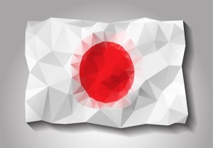 Vector geometric polygonal Japan flag. For your design