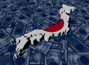 Japan Map flag on Yen illustration