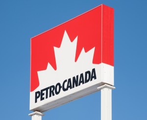 STEWIACKE CANADA - JANUARY 07 2016: Petro-Canada fuel station sign. Petro-Canada was an oil and gas industry crown corporation of Canada. In 2009 Petro-Canada and Suncor energy merged.
