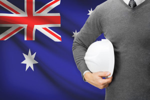 Architect with flag on background - Australia