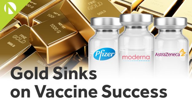 Gold sinks on vaccine success