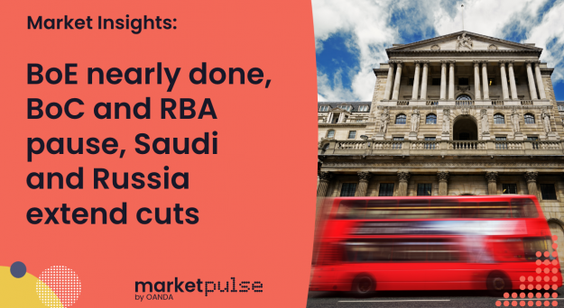 Podcast – BoE nearly done, BoC and RBA pause, Saudi and Russia extend cuts