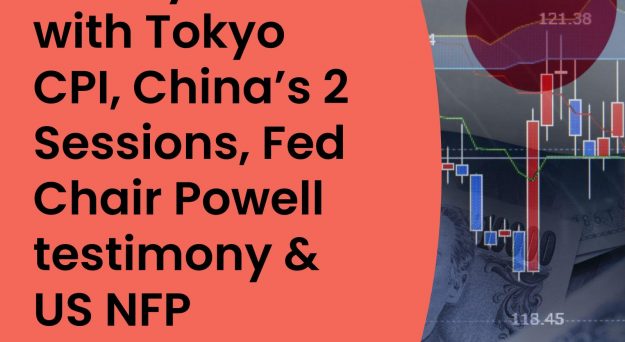 Market Insights Podcast – A busy week with Tokyo CPI, China 2 Sessions, Fed Chair Powell testimony and US NFP